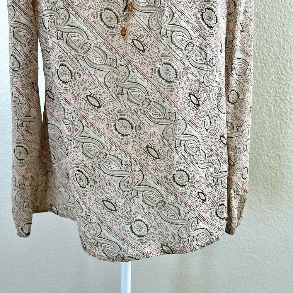 Ann Taylor Loft Light Pink Floral Blouse Shirt Women Size 10 Paisley Print Sheer